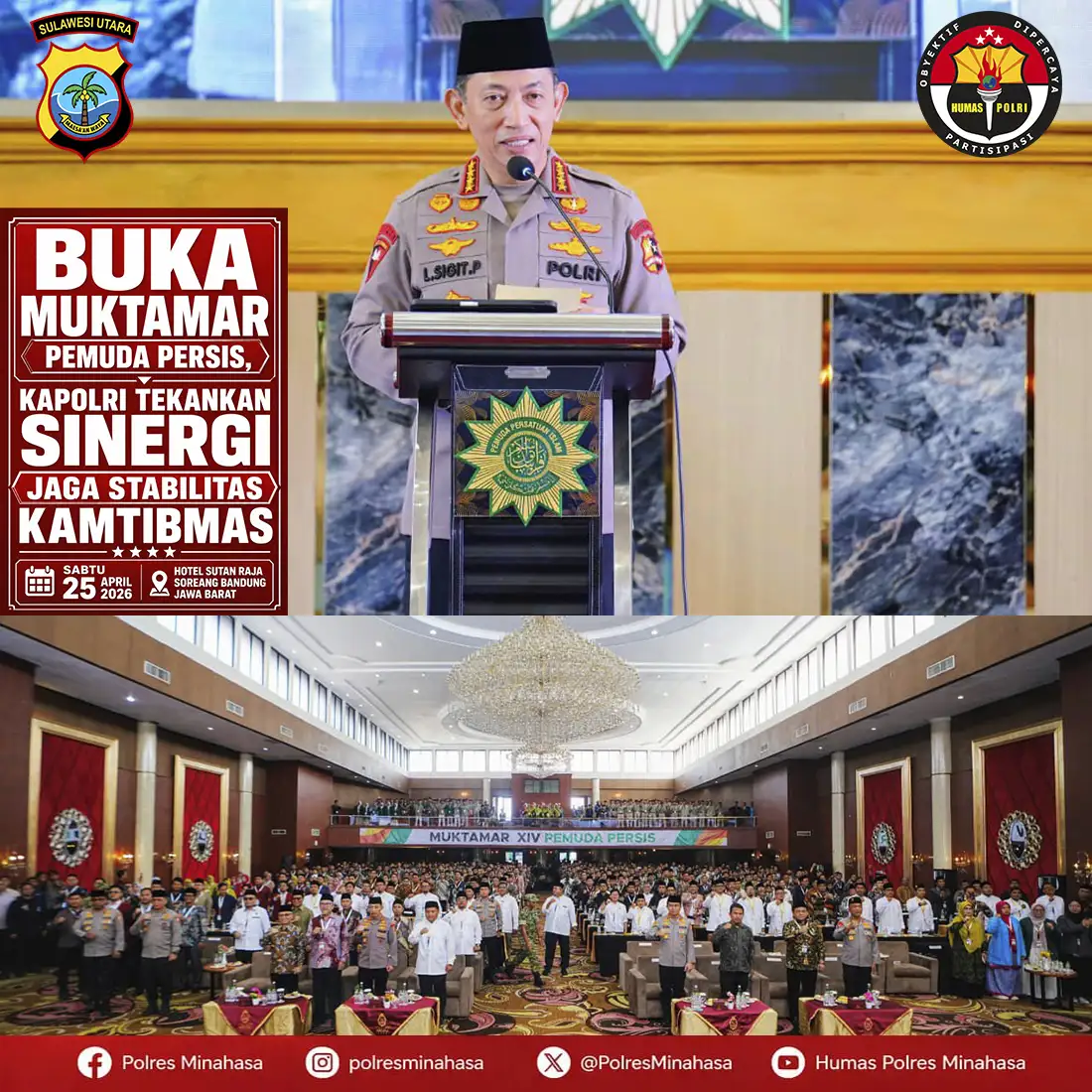 Buka Muktamar Pemuda Persis, Kapolri Tekankan Sinergi Jaga Stabilitas Kamtibmas